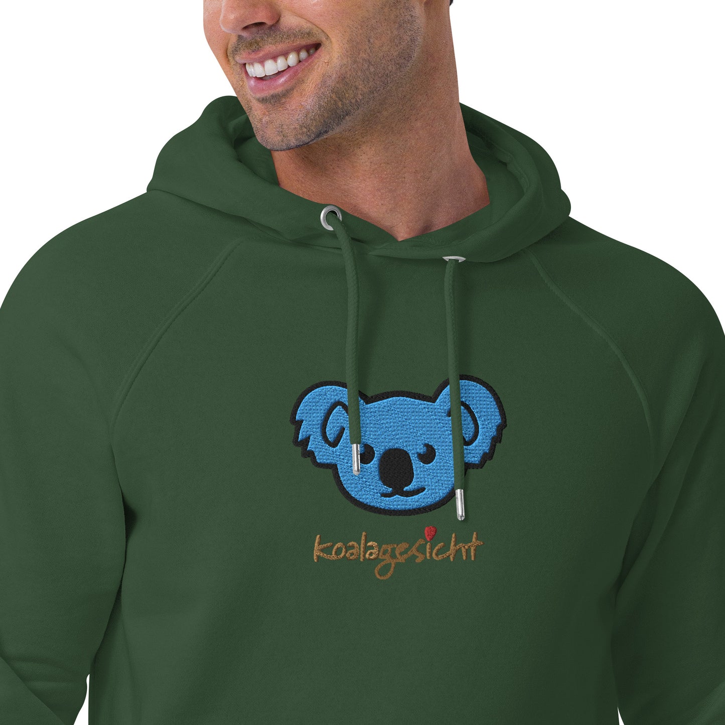 Koalagesicht - Bio Hoodie Koalabär Stickerei blau