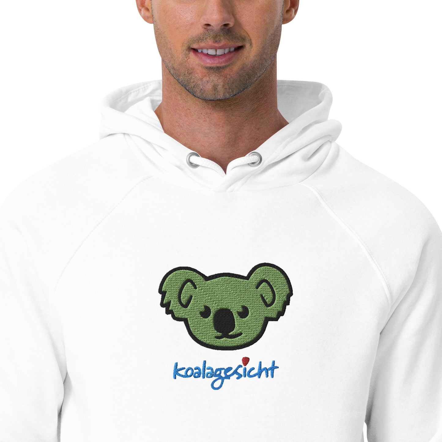 Koalagesicht - Bio Hoodie Koalabär Stickerei grün