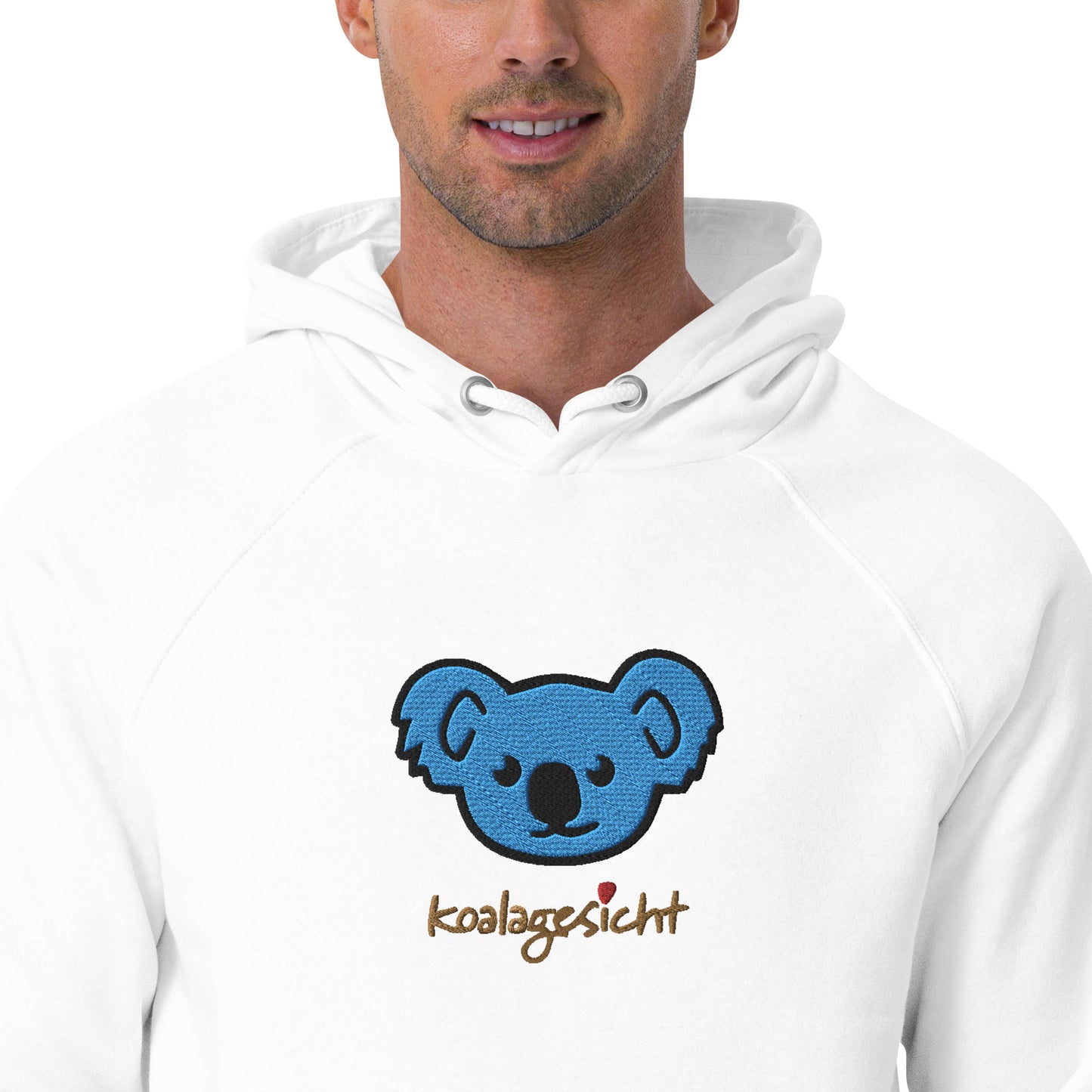 Koalagesicht - Bio Hoodie Koalabär Stickerei blau